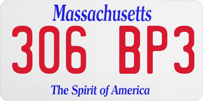 MA license plate 306BP3