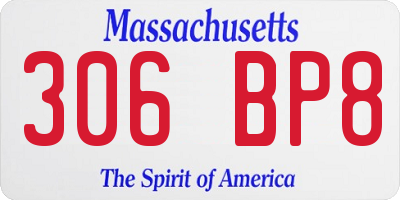 MA license plate 306BP8