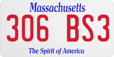 MA license plate 306BS3