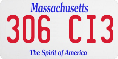 MA license plate 306CI3