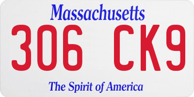 MA license plate 306CK9