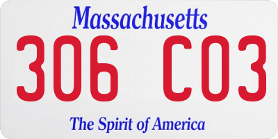 MA license plate 306CO3