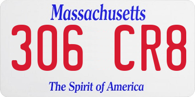 MA license plate 306CR8