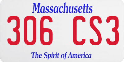 MA license plate 306CS3