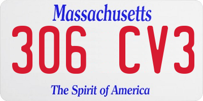 MA license plate 306CV3