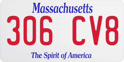 MA license plate 306CV8