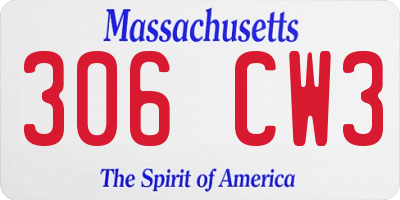 MA license plate 306CW3
