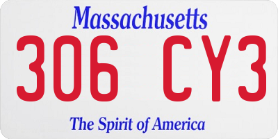 MA license plate 306CY3