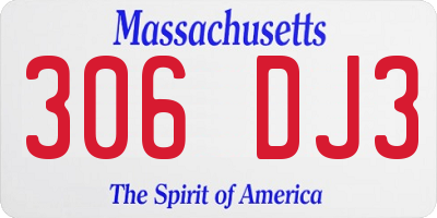 MA license plate 306DJ3