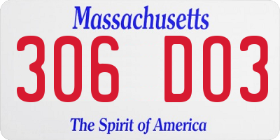 MA license plate 306DO3