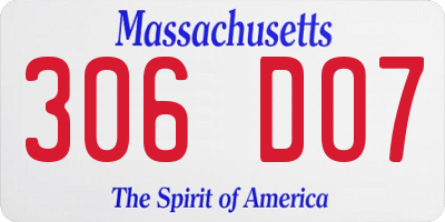 MA license plate 306DO7