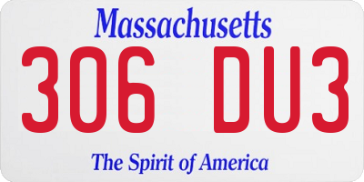 MA license plate 306DU3
