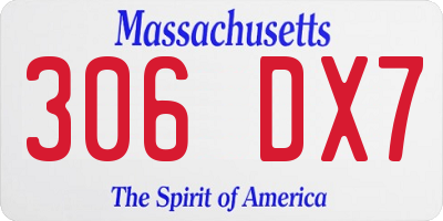 MA license plate 306DX7