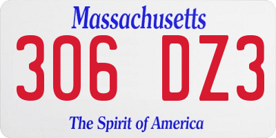 MA license plate 306DZ3