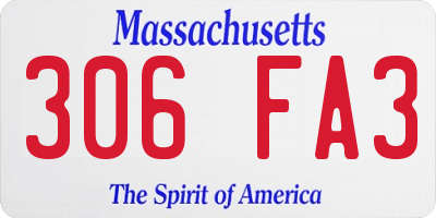 MA license plate 306FA3