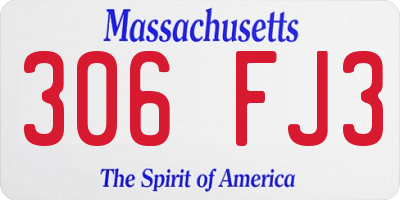 MA license plate 306FJ3