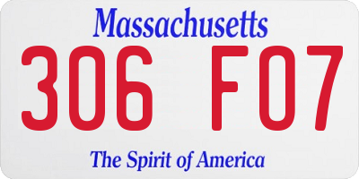 MA license plate 306FO7