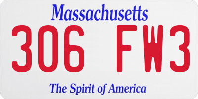 MA license plate 306FW3