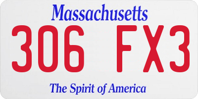 MA license plate 306FX3