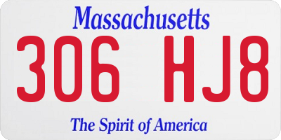 MA license plate 306HJ8