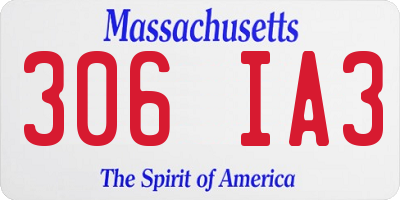 MA license plate 306IA3