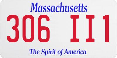 MA license plate 306II1