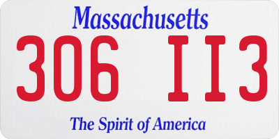 MA license plate 306II3