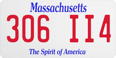 MA license plate 306II4