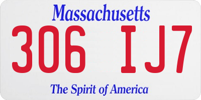 MA license plate 306IJ7