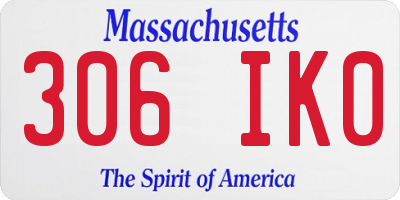 MA license plate 306IK0