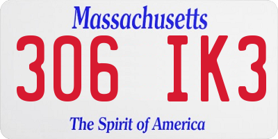 MA license plate 306IK3