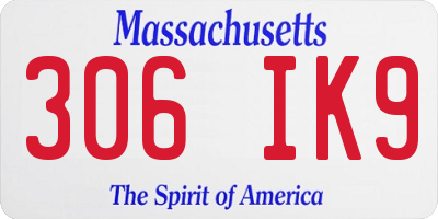 MA license plate 306IK9