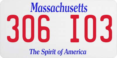 MA license plate 306IO3