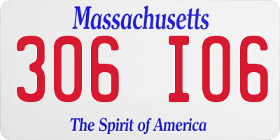MA license plate 306IO6