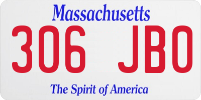 MA license plate 306JB0