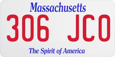 MA license plate 306JC0