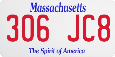 MA license plate 306JC8