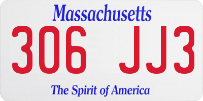 MA license plate 306JJ3