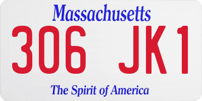 MA license plate 306JK1