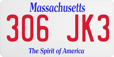 MA license plate 306JK3