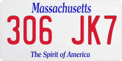 MA license plate 306JK7