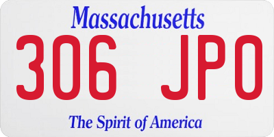 MA license plate 306JP0