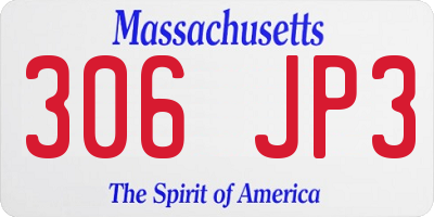 MA license plate 306JP3