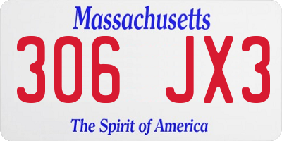 MA license plate 306JX3