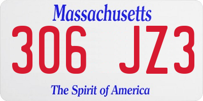 MA license plate 306JZ3