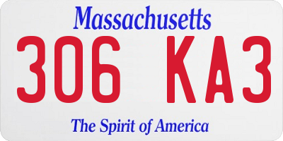 MA license plate 306KA3