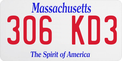 MA license plate 306KD3