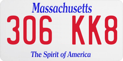 MA license plate 306KK8