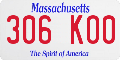 MA license plate 306KO0