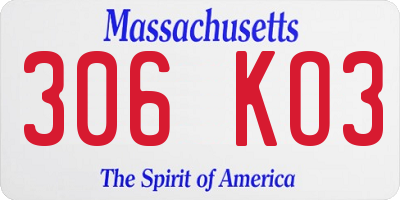 MA license plate 306KO3